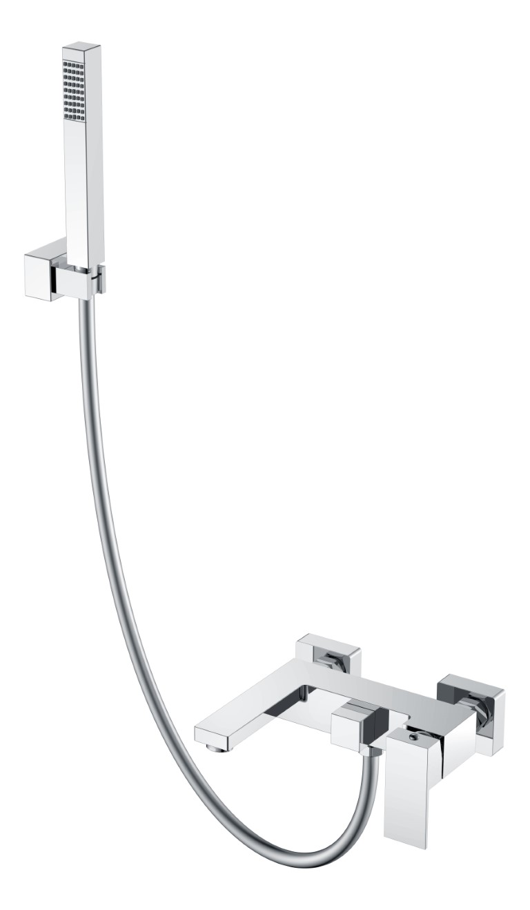 Смеситель для ванны с душем настенный Boheme Qubic хром 473-CR