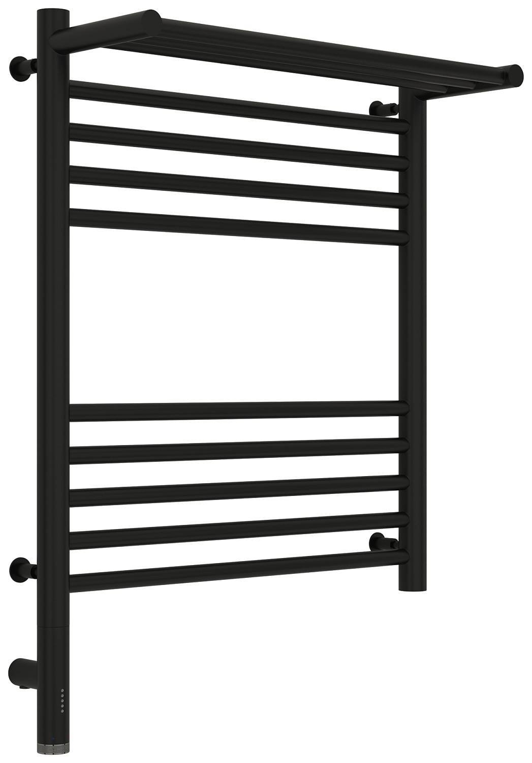 Полотенцесушитель электрический Сунержа Богема 3.0 с 1 полкой 532x724 мм левый матовый черный 31-5806-6050