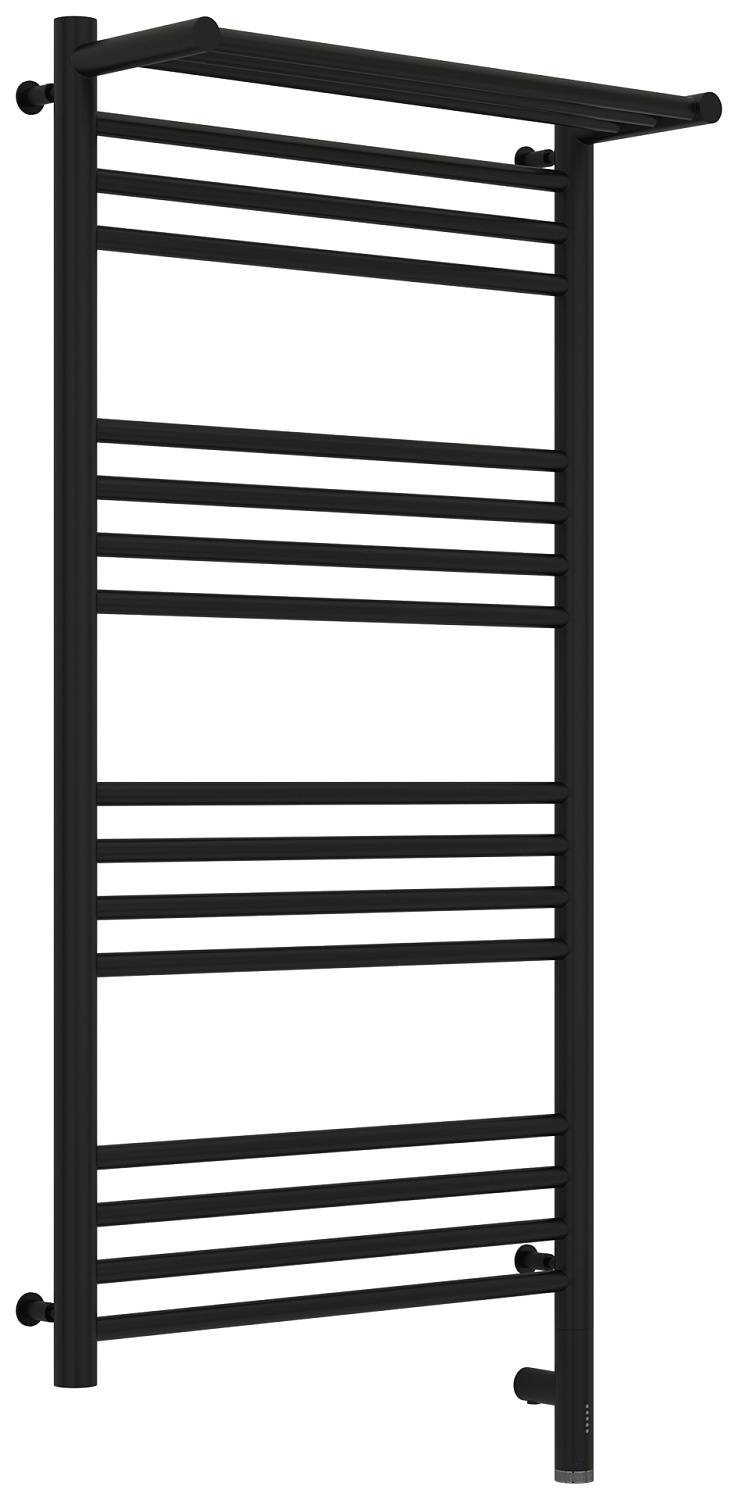 Полотенцесушитель электрический Сунержа Богема 3.0 с 1 полкой 532x1124 мм правый матовый черный 31-5807-1050