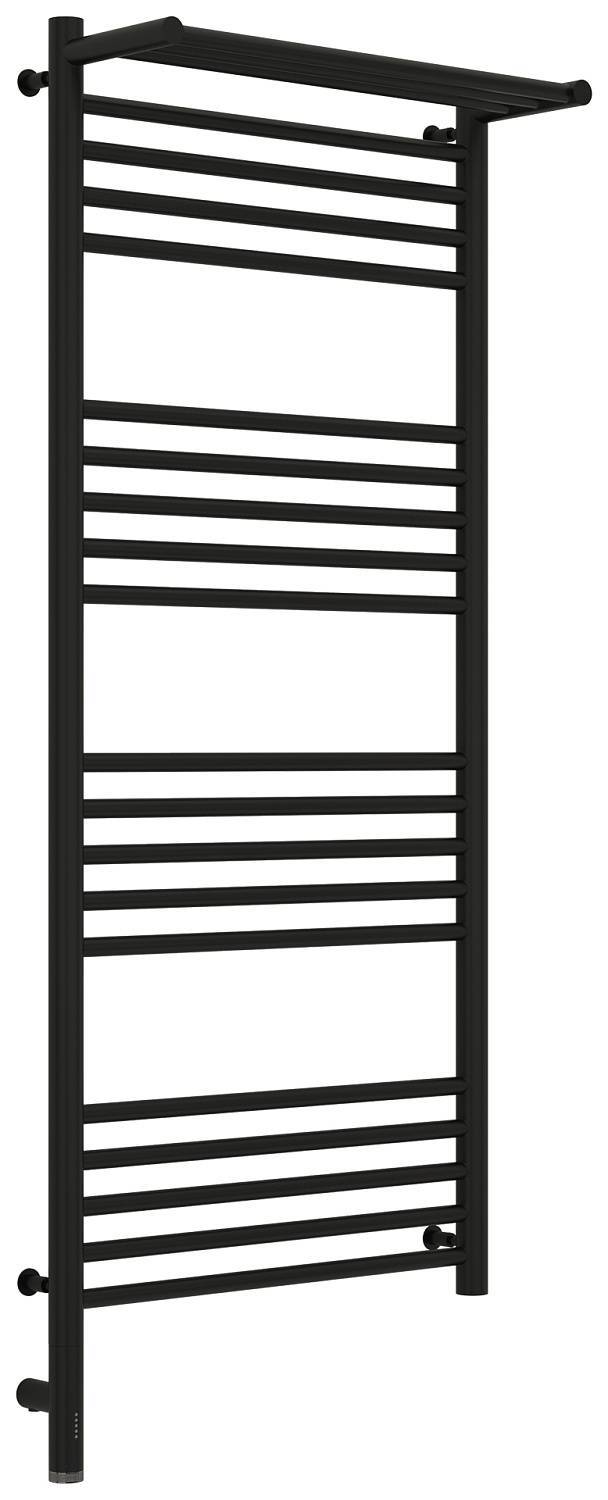 Полотенцесушитель электрический Сунержа Богема 3.0 с 1 полкой 532x1324 мм левый матовый черный 31-5806-1250
