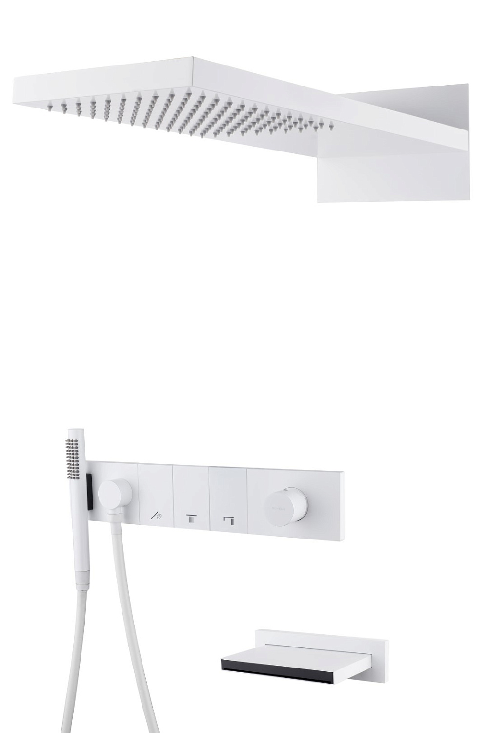 Душевой комплект встраиваемый Boheme Zodiac со смесителем изливом верхним и ручным душем matt white 132-2-MW