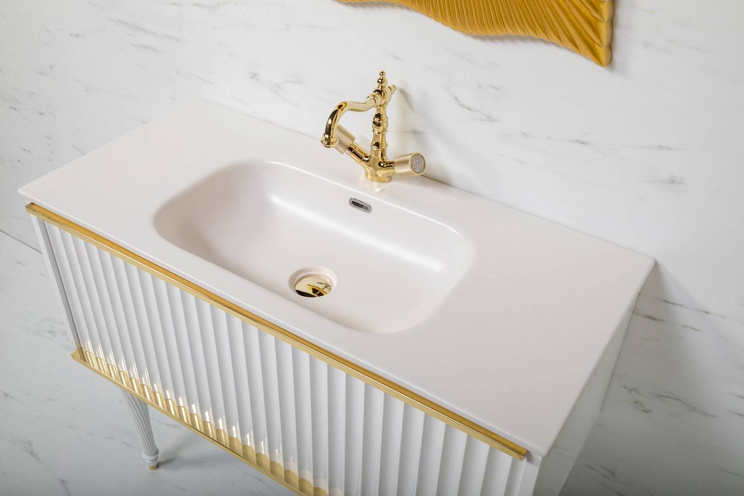 Тумба подвесная Armadi Art Vallessi Avantgarde 100х46х38 см белый/золото 843-100-WG