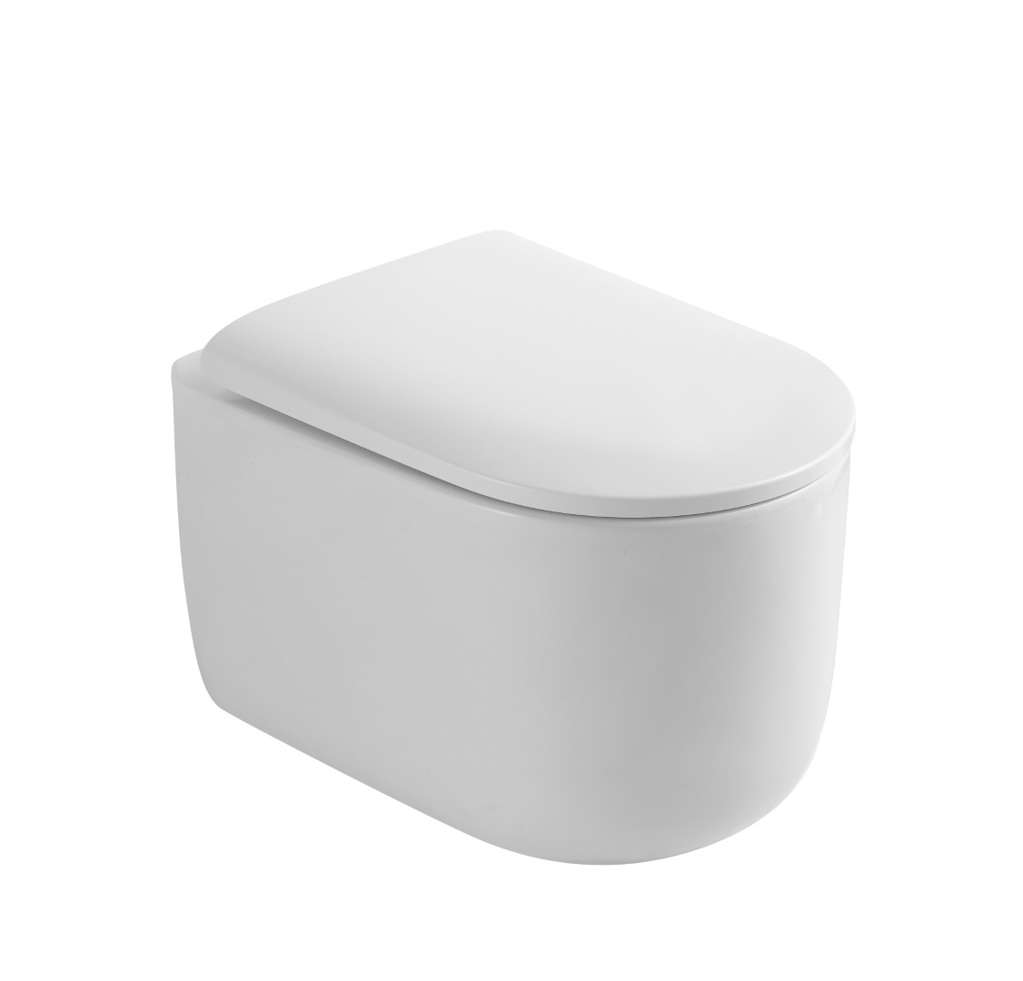 Унитаз подвесной Boheme Flow 51.5х36 см безободковый с сиденьем микролифт белый глянцевый 969-SET-W