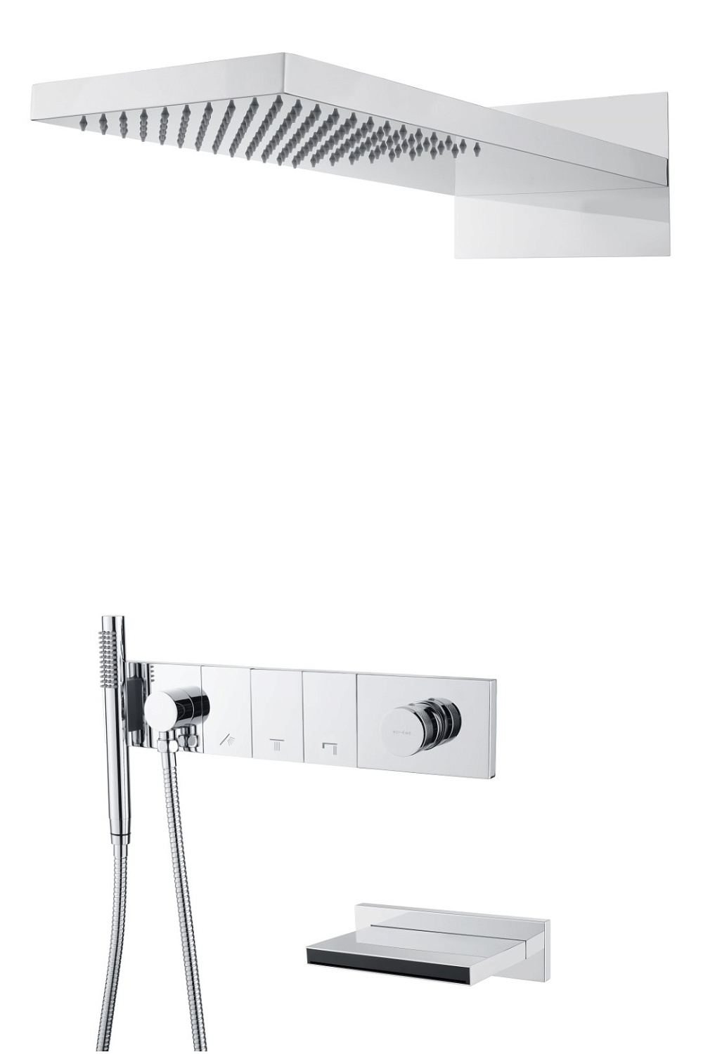 Душевой комплект встраиваемый Boheme Zodiac со смесителем изливом верхним и ручным душем chrome 132-2-CR