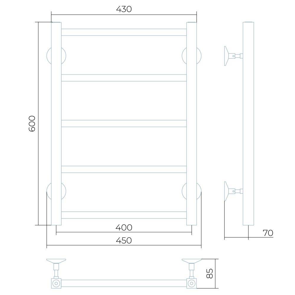 Полотенцесушитель водяной Larusso Феличия П5 400х600 мм нижнее подключение 8475