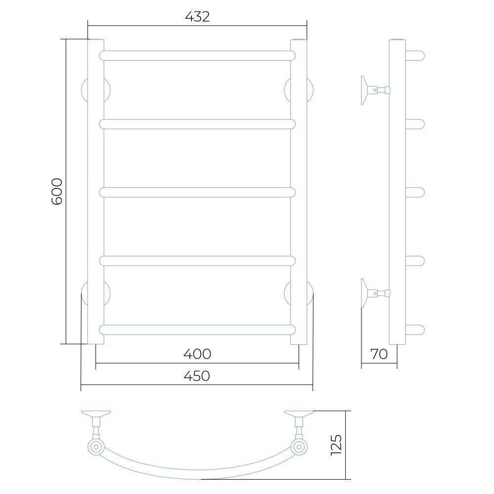 Полотенцесушитель водяной Larusso Классик П5 400х600 мм нижнее подключение 8471
