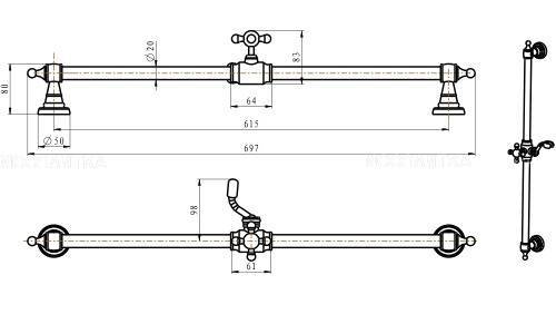 Душевая штанга Boheme Imperiale золото 417