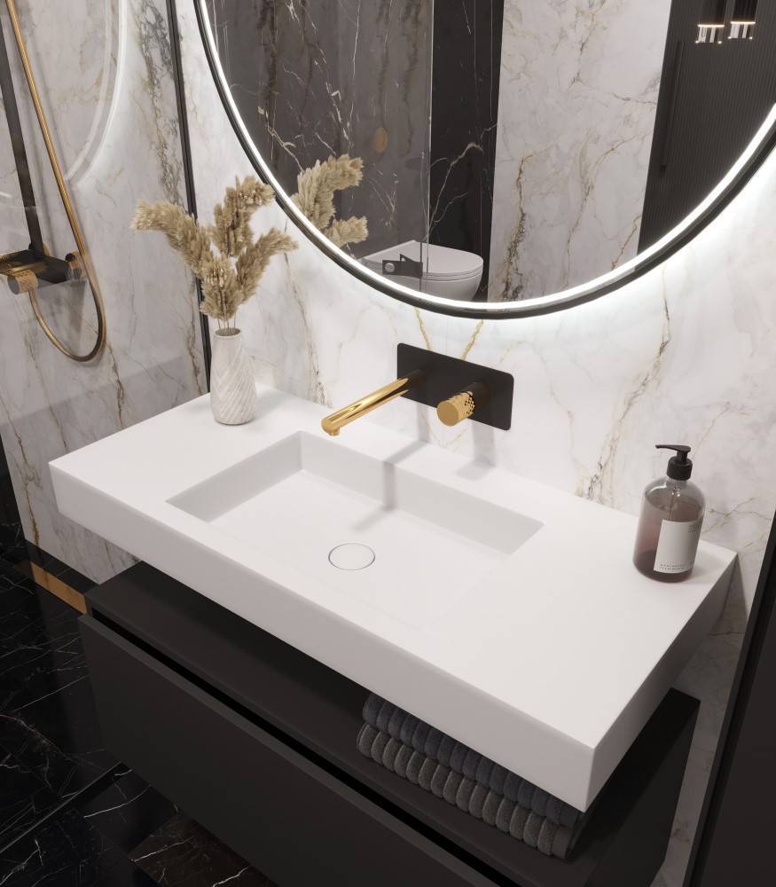 Раковина подвесная Armadi Art Flat 100.4х45.2х10 см белая 888-100