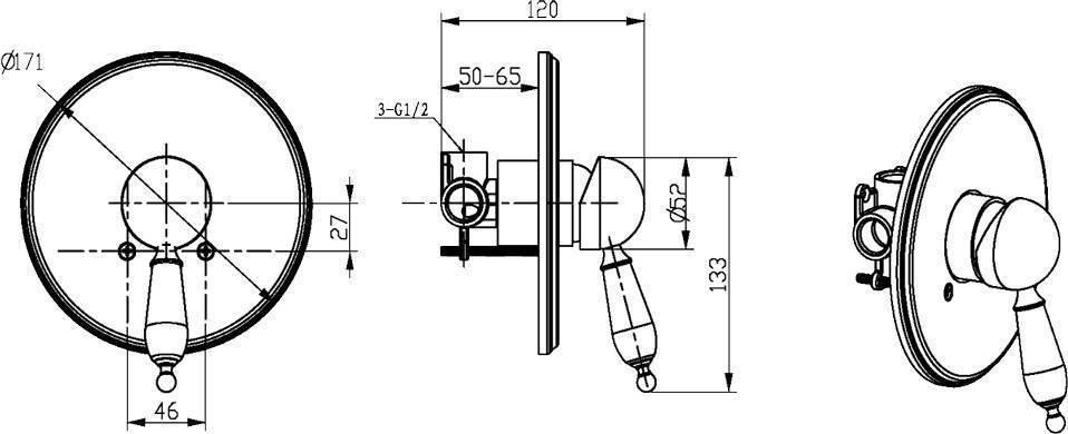 Смеситель для душа Boheme Provanse Ripresa встраиваемый матовая бронза 365
