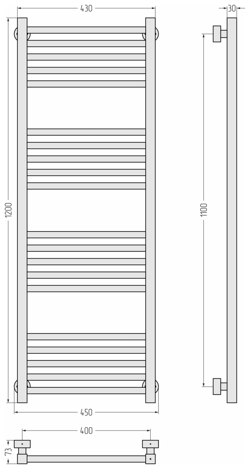 Полотенцесушитель водяной Сунержа Модус Pro 45х120 см золотой шёлк матовый 32-0450-1240
