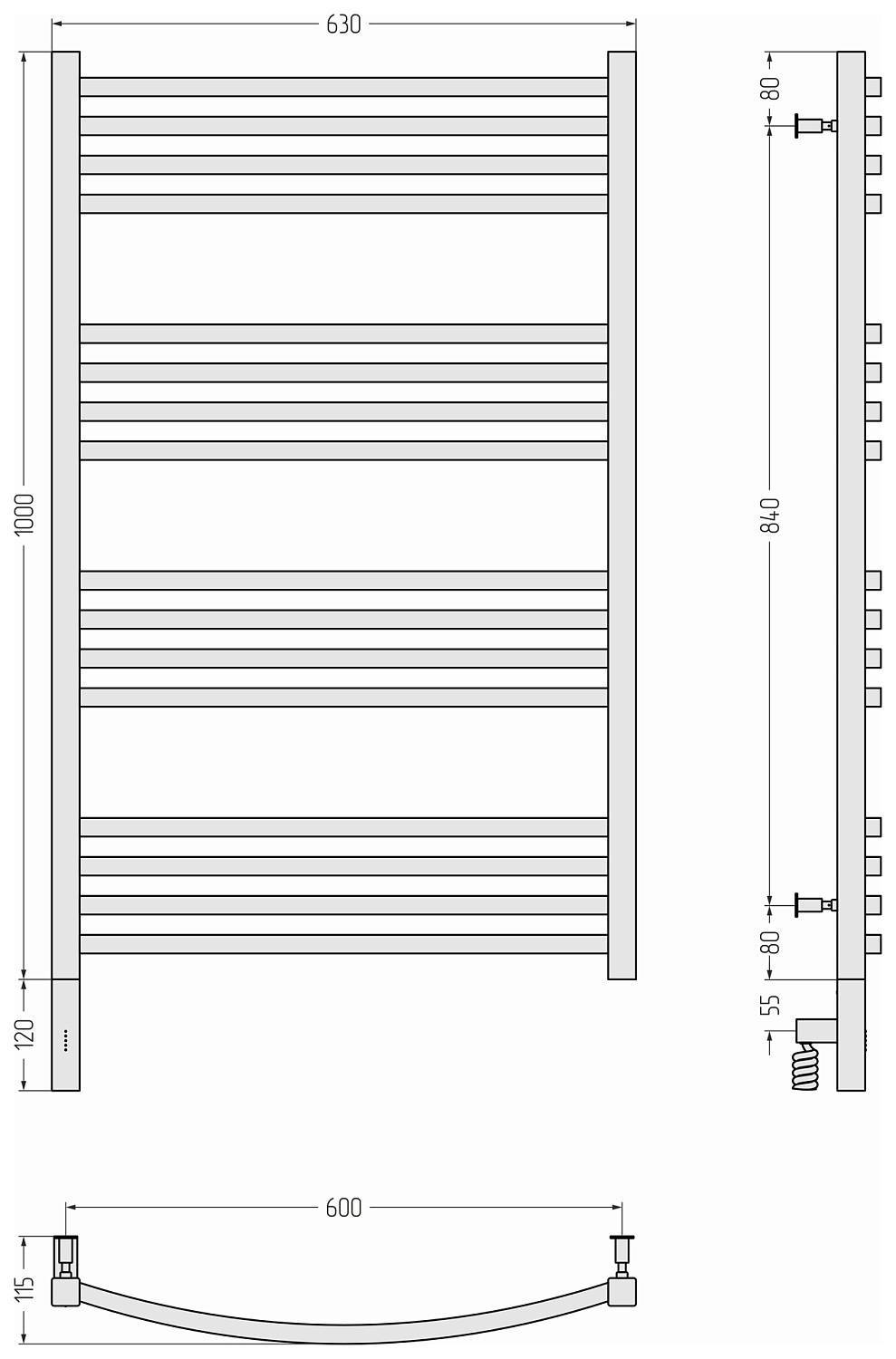 Полотенцесушитель электрический Сунержа Аркус 3.0 630x1120 мм левый шампань 020-5704-1060