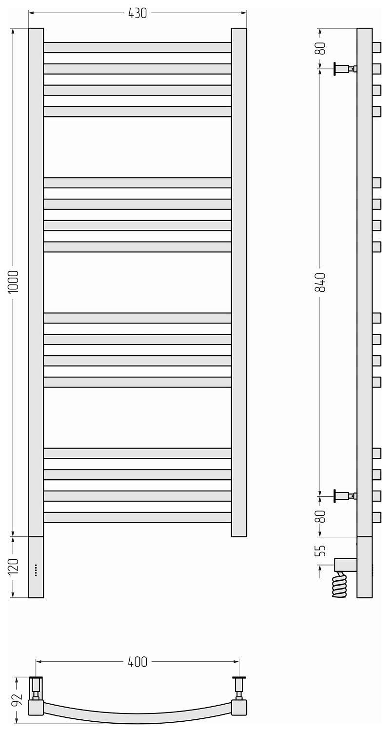 Полотенцесушитель электрический Сунержа Аркус 3.0 430x1120 мм левый золото 03-5704-1040