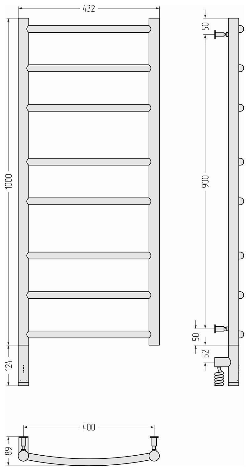 Полотенцесушитель электрический Сунержа Галант 3.0 432x1124 мм левый состаренная латунь 051-5800-1040