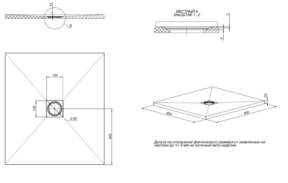 Душевой поддон Allen Brau Priority 90x80x3 см серый 8.31001-PGM