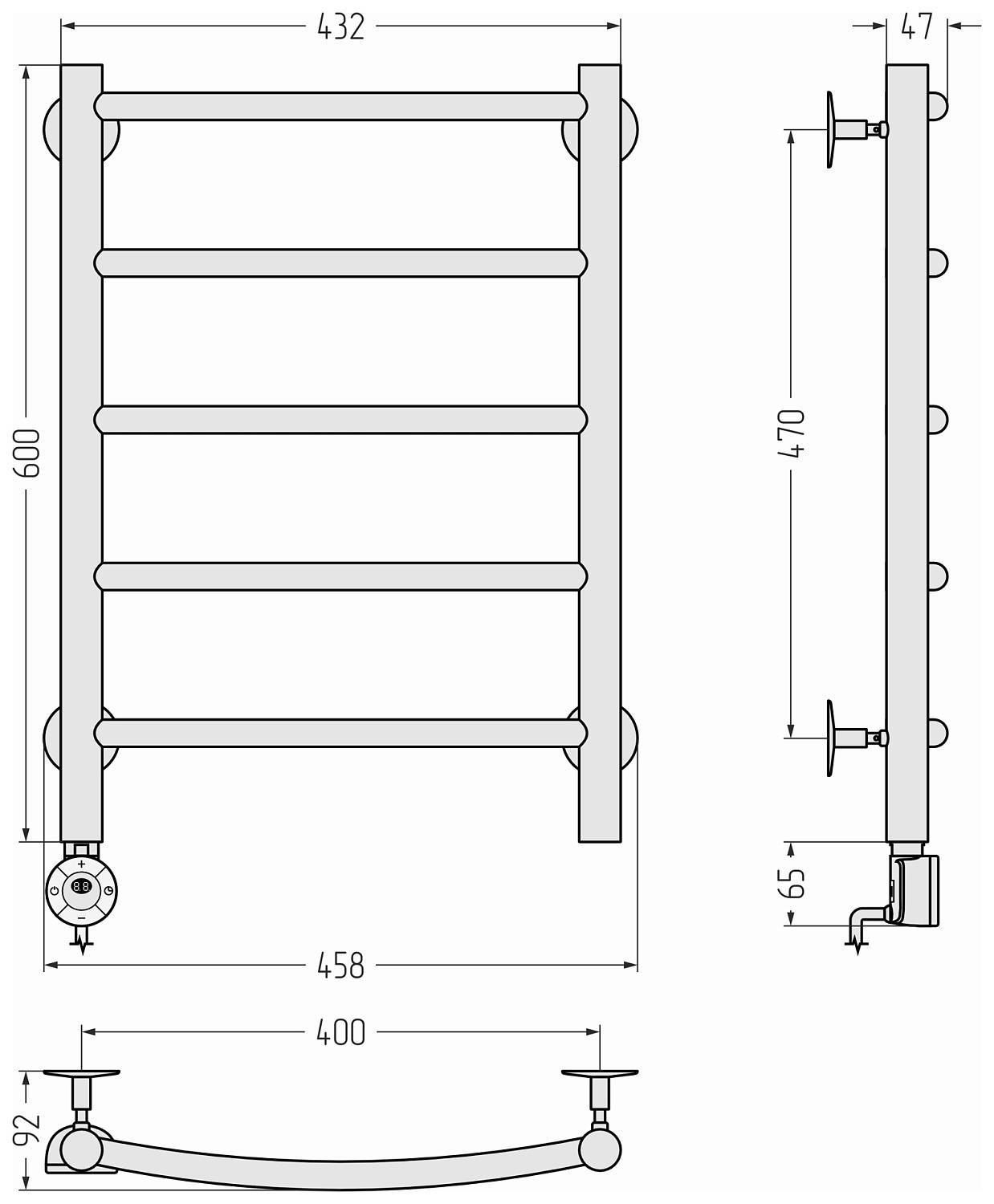 Полотенцесушитель электрический Стилье Формат 12 45.8x66.5 см без покрытия 00513-6040