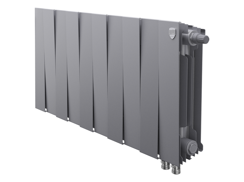 Биметаллический радиатор Royal Thermo PianoForte 300 Silver Satin 10 секций нижнее подключение 1346074