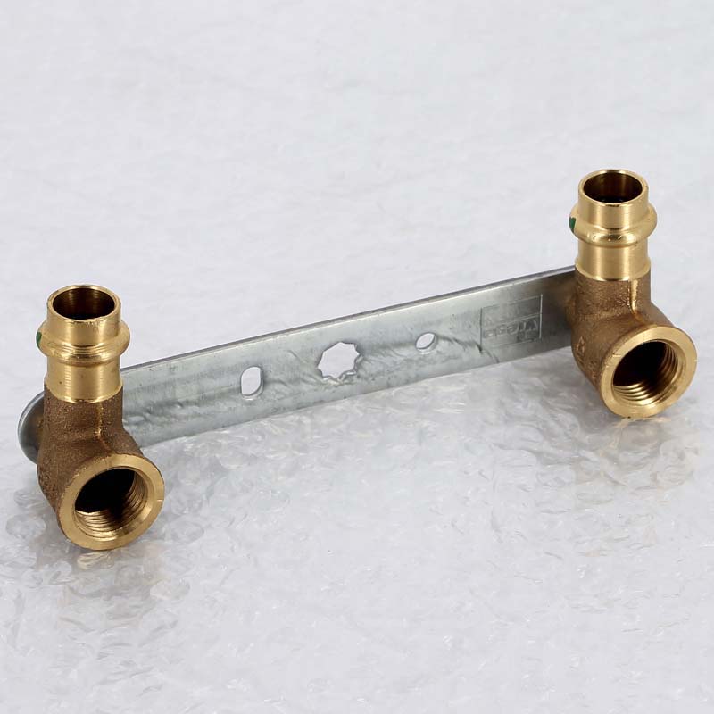 Водорозетка пресс двойная на планке Viega Sanpress 15х1/2 ВР межосевое расстояние 150 мм 308681