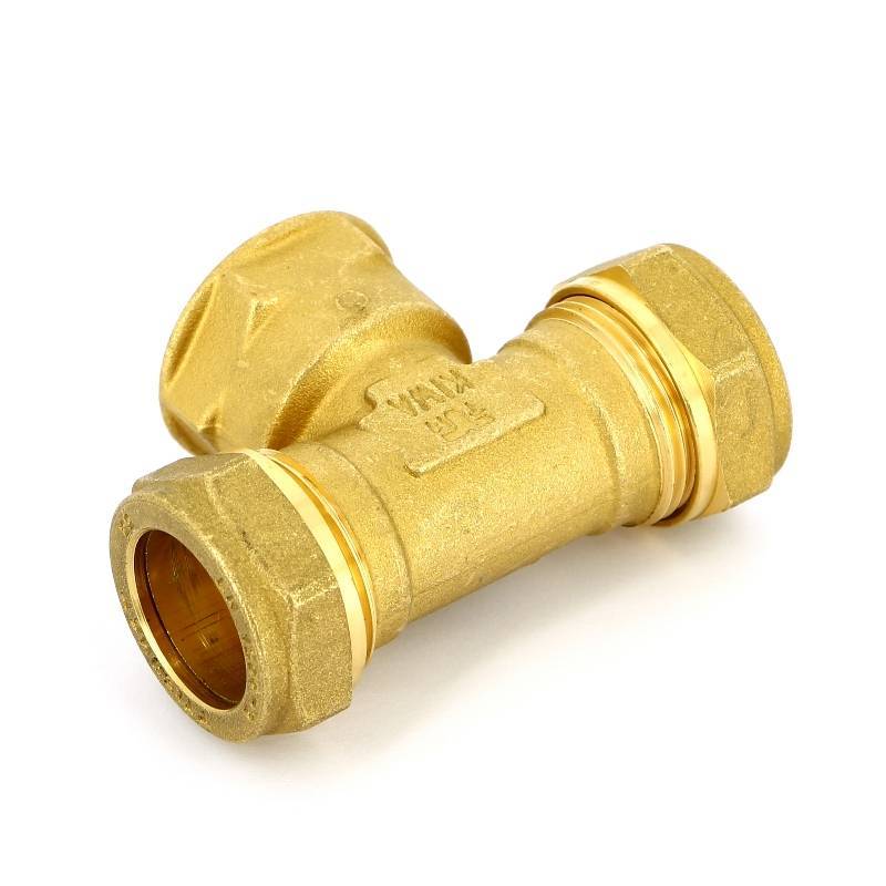 Тройник обжимной Tiemme 22х1/2х22 мм внутренняя резьба 1000014