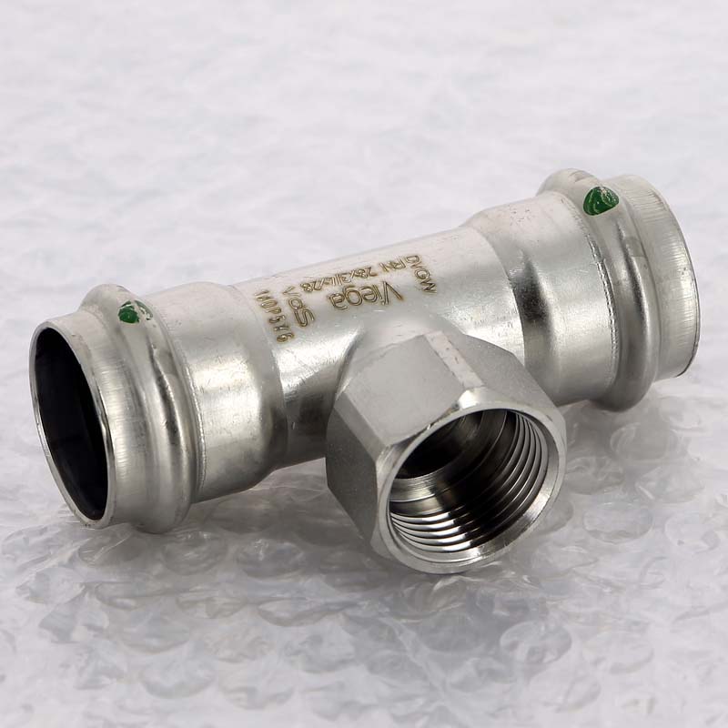 Тройник пресс Sanpress Inox Viega нержавеющая сталь 28х3/4х28 мм ВР 437206