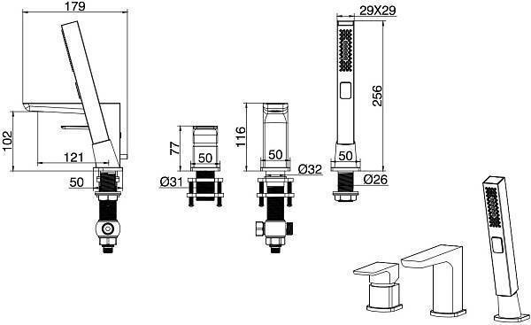 Смеситель на борт ванны Allen Brau Infinity на 3 отверстия хром 5.21008-00
