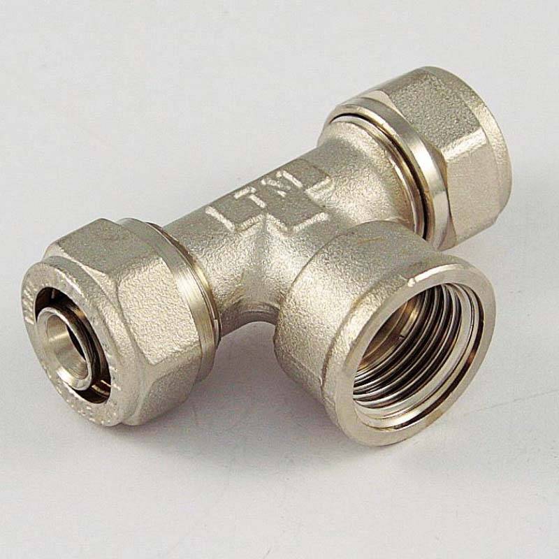 Тройник обжимной Tiemme никелированный 20х1/2х20 ВР 1600049