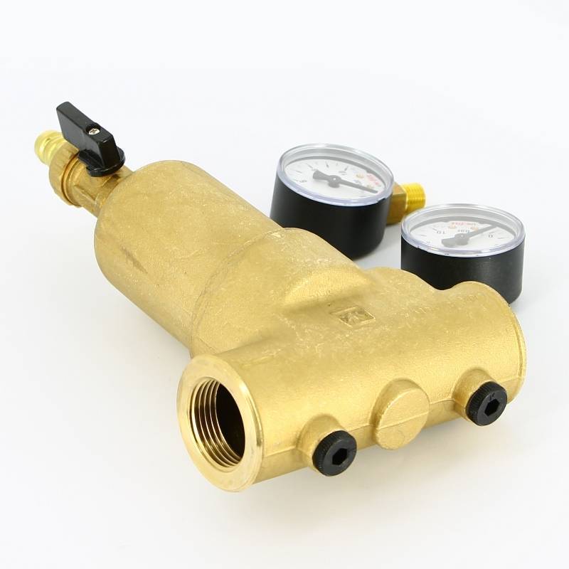 Фильтр промывной Uni-Fitt ВВ 1 со сливным краном и 2 манометрами 300 мкм 216G4030