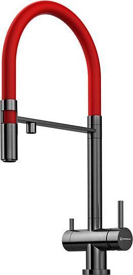 Смеситель для кухни Omoikiri Kanto-GM выдвижной излив под фильтр вороненая сталь 4994013