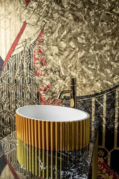 Раковина мебельная Boheme Monaco 50х35х14 см овальная золото 878-G