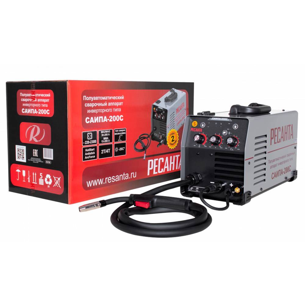 Сварочный инверторный полуавтомат Ресанта САИПА-200C (MIG/MAG) 65/56