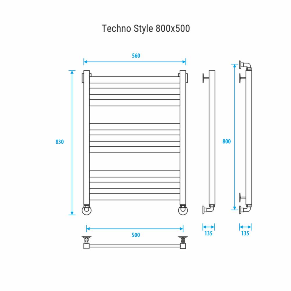 Полотенцесушитель водяной Energy Techno Style 800x500 лесенка EWTRTECHS0805000000