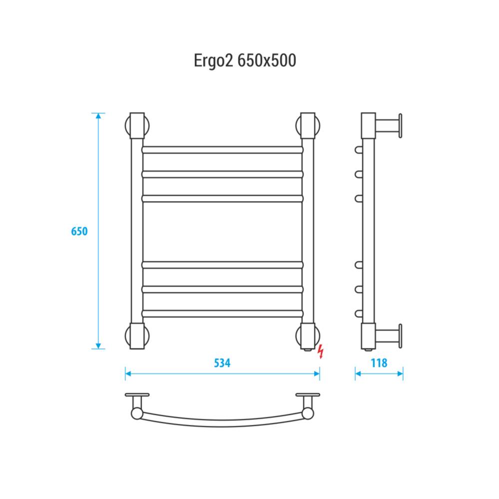 Полотенцесушитель электрический Energy Ergo2 650x500 мм EETR0ERGO2655000000