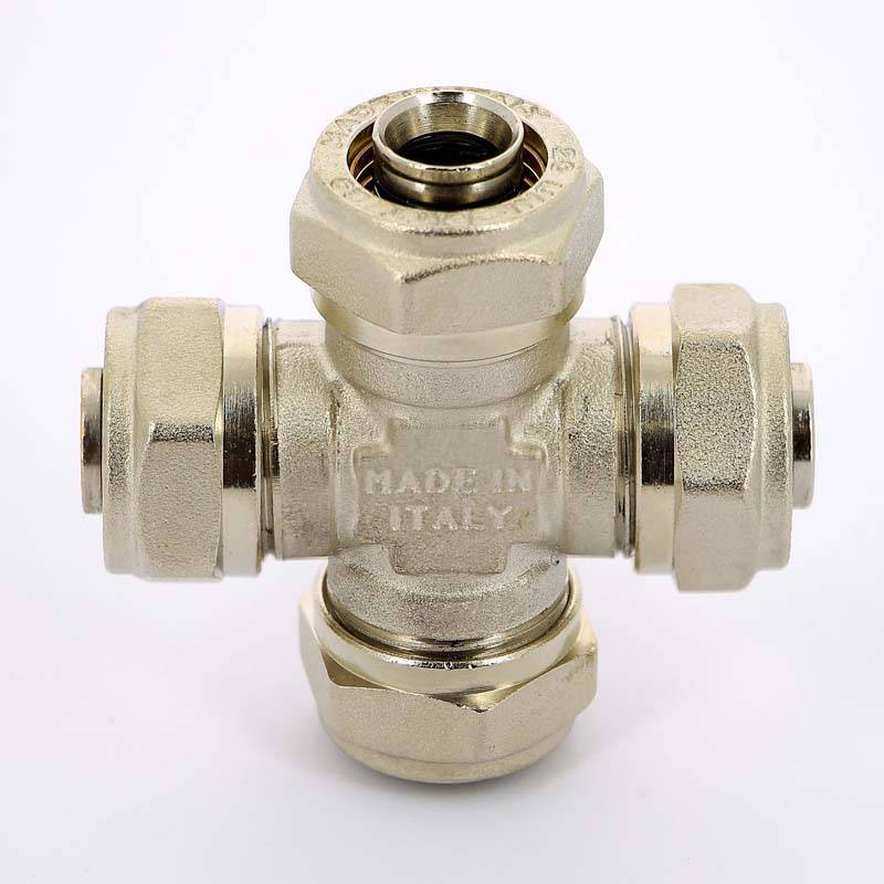 Крестовина обжимная никелированная Uni-Fitt 20 мм 676N7777