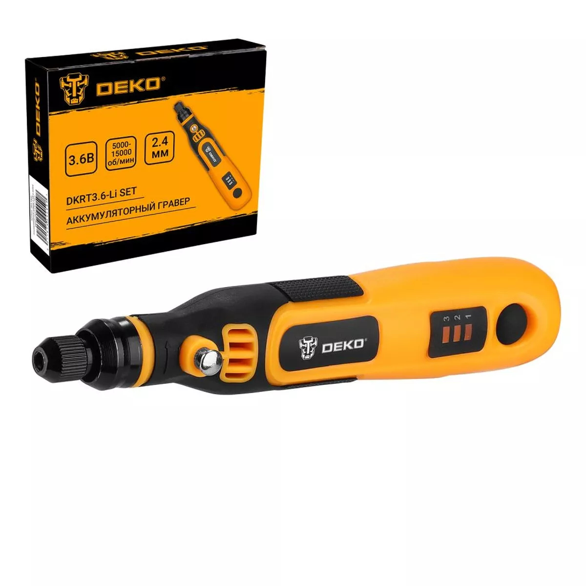 Гравер аккумуляторный DEKO DKRT3.6-Li SET 3.6 В кейс 063-4115