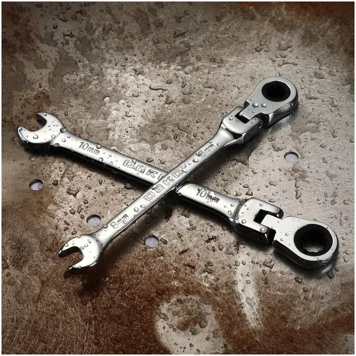 Набор комбинированных трещоточных шарнирных ключей DEKO RW02 8-17 мм 6 предметов RW02