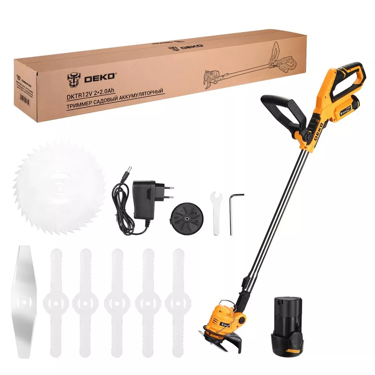 Триммер аккумуляторный Deko DKTR12V 12 В 2x2.0 Ач 18152