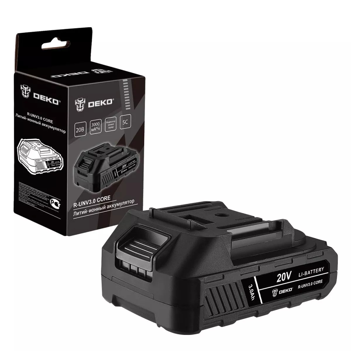 Аккумулятор Li-ion DEKO R-UNV3.0 CORE 20 В 3.0 Ач 18200