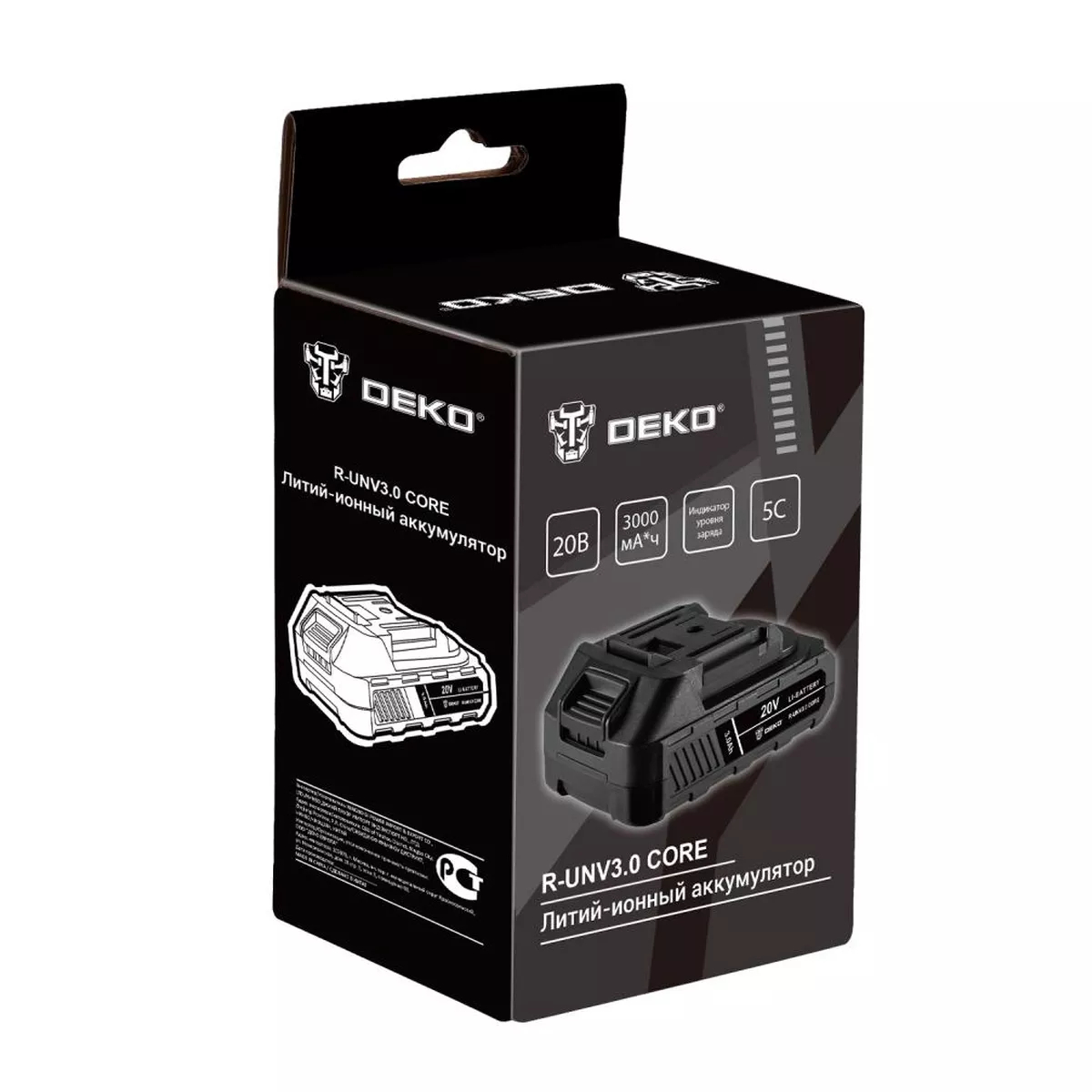 Аккумулятор Li-ion DEKO R-UNV3.0 CORE 20 В 3.0 Ач 18200