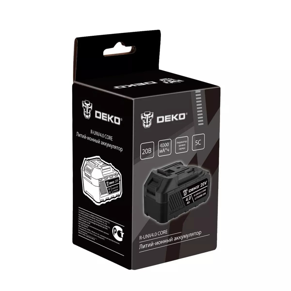 Аккумулятор Li-ion DEKO R-UNV4.0 CORE 20 В 4.0 Ач 18201