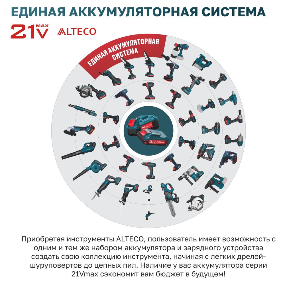 Фен технический аккумуляторный ALTECO CHG 21-550 Solo без АКБ и ЗУ CHG 21-550 Solo