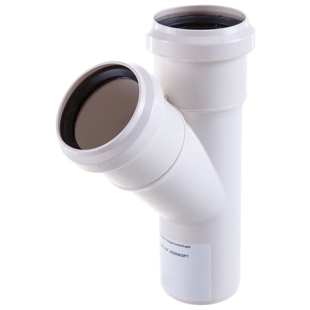 Тройник канализационный бесшумный Sinikon Comfort 50х50х45° белый 1676143