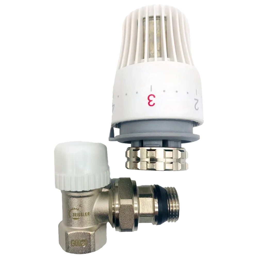 Комплект термостатический угловой TIM 1/2 клапан с головкой RVKS205.02