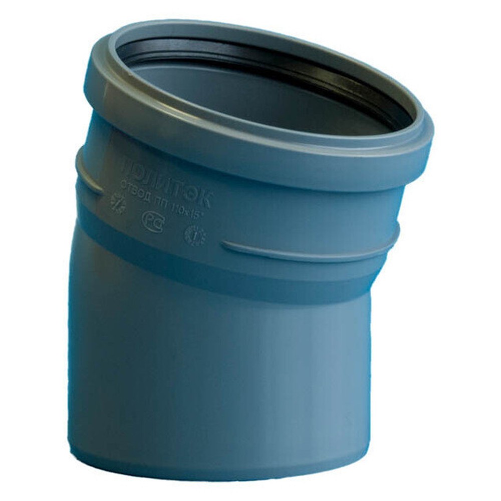 Отвод канализационный Политэк 110x15° серый 11015