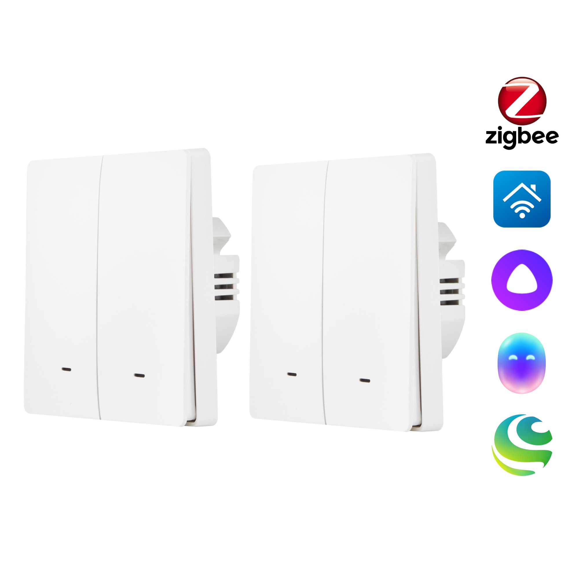 Комплект из двух умных двухклавишных выключателей HOMMYN Zigbee 2SWZBNN02W