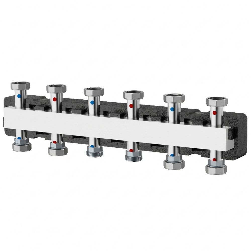 Коллектор распределительный Varmega V-Flow 5 выходов нержавеющая сталь с термоизоляцией VMPG14-000005