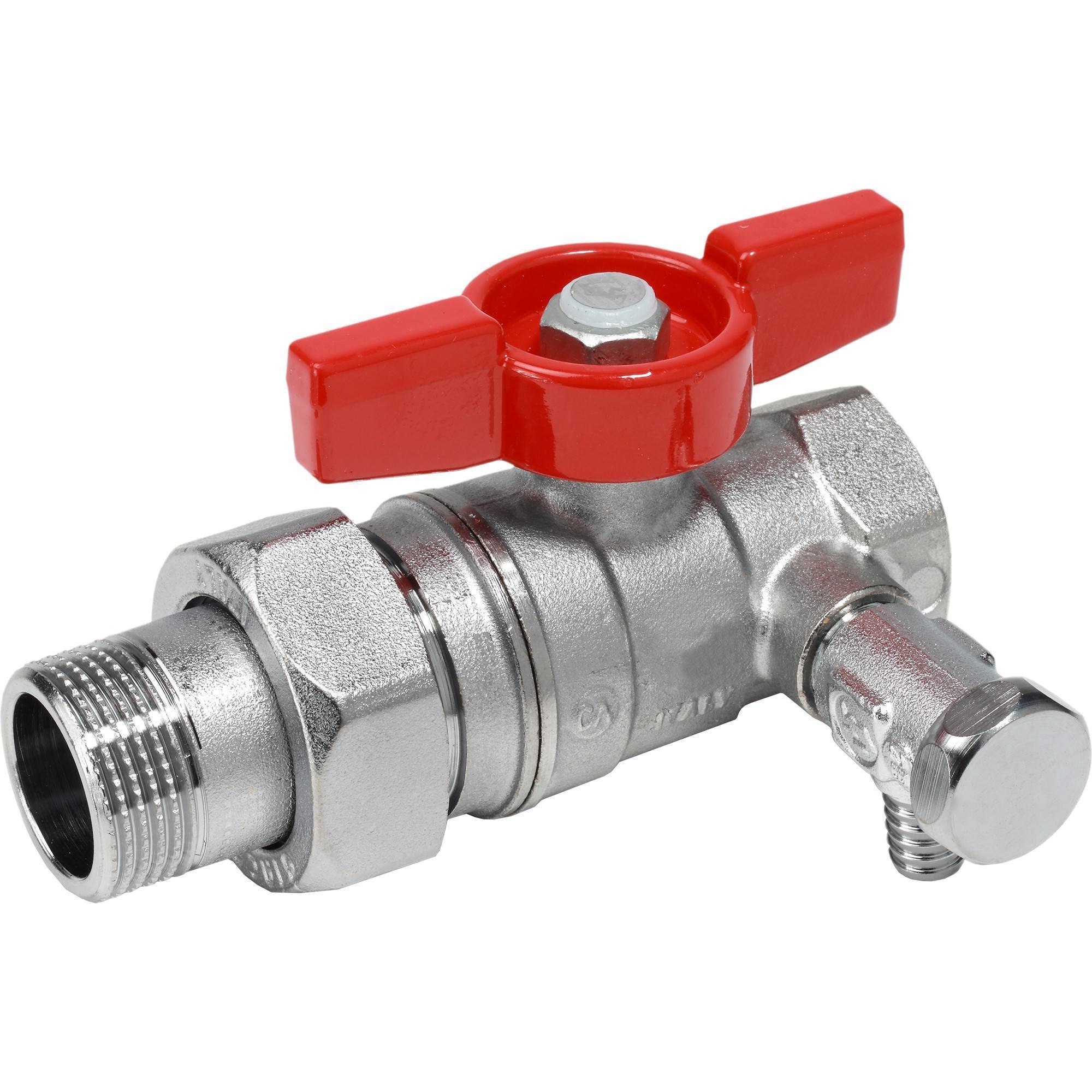 Кран шаровой Giacomini R259S 3/4 x 1 ВР-НР с отводом и сливом ручка-бабочка R259SX006