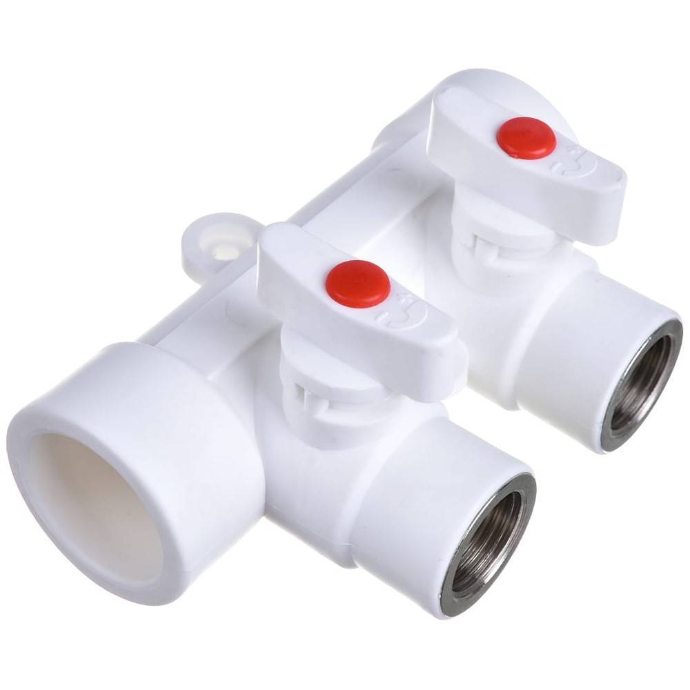 Коллектор полипропиленовый Lammin с шаровыми кранами 32 мм х 1/2 дюйма ВР х 2 выхода 1160590