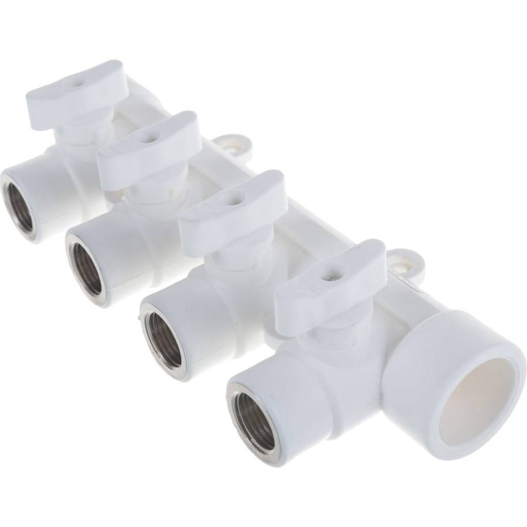 Коллектор полипропиленовый Lammin с шаровыми кранами 32х1/2 4 выхода 1160599