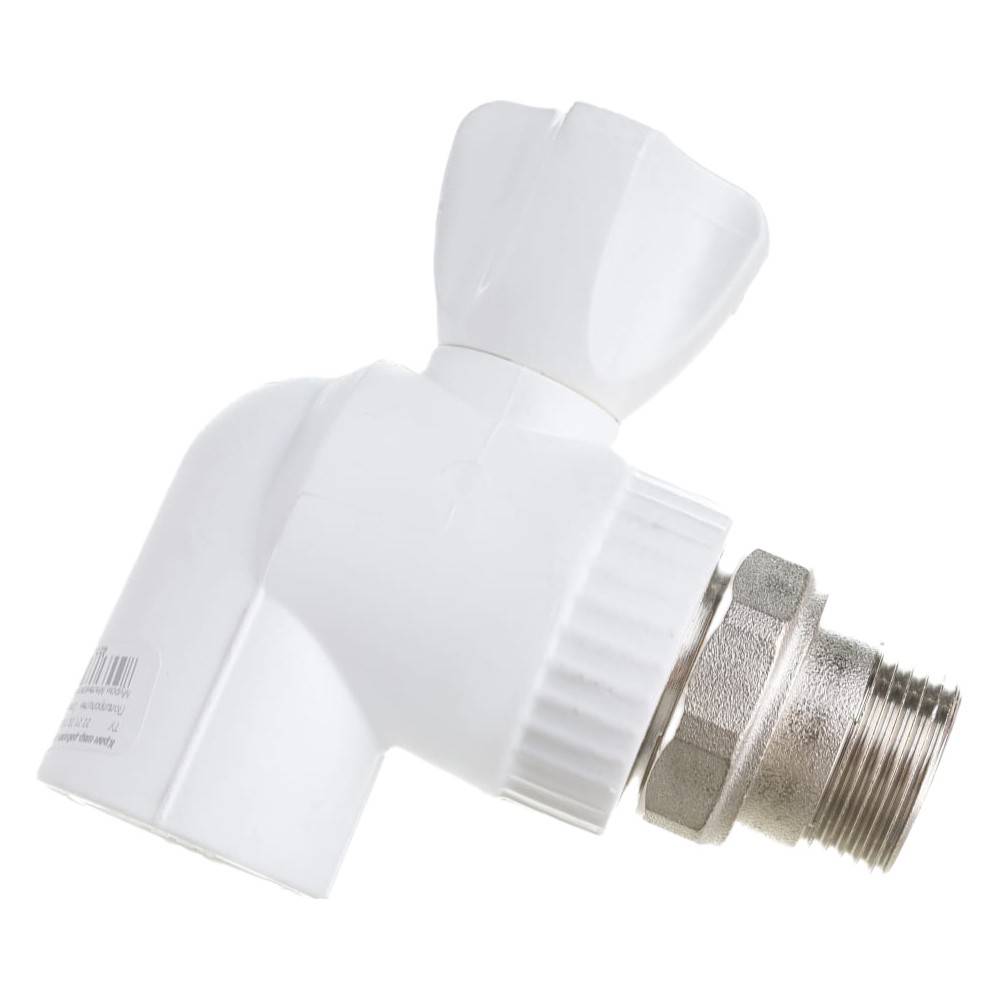 Кран шаровой радиаторный угловой PPR Lammin PREMIUM 25x3/4 белый НС-1641563