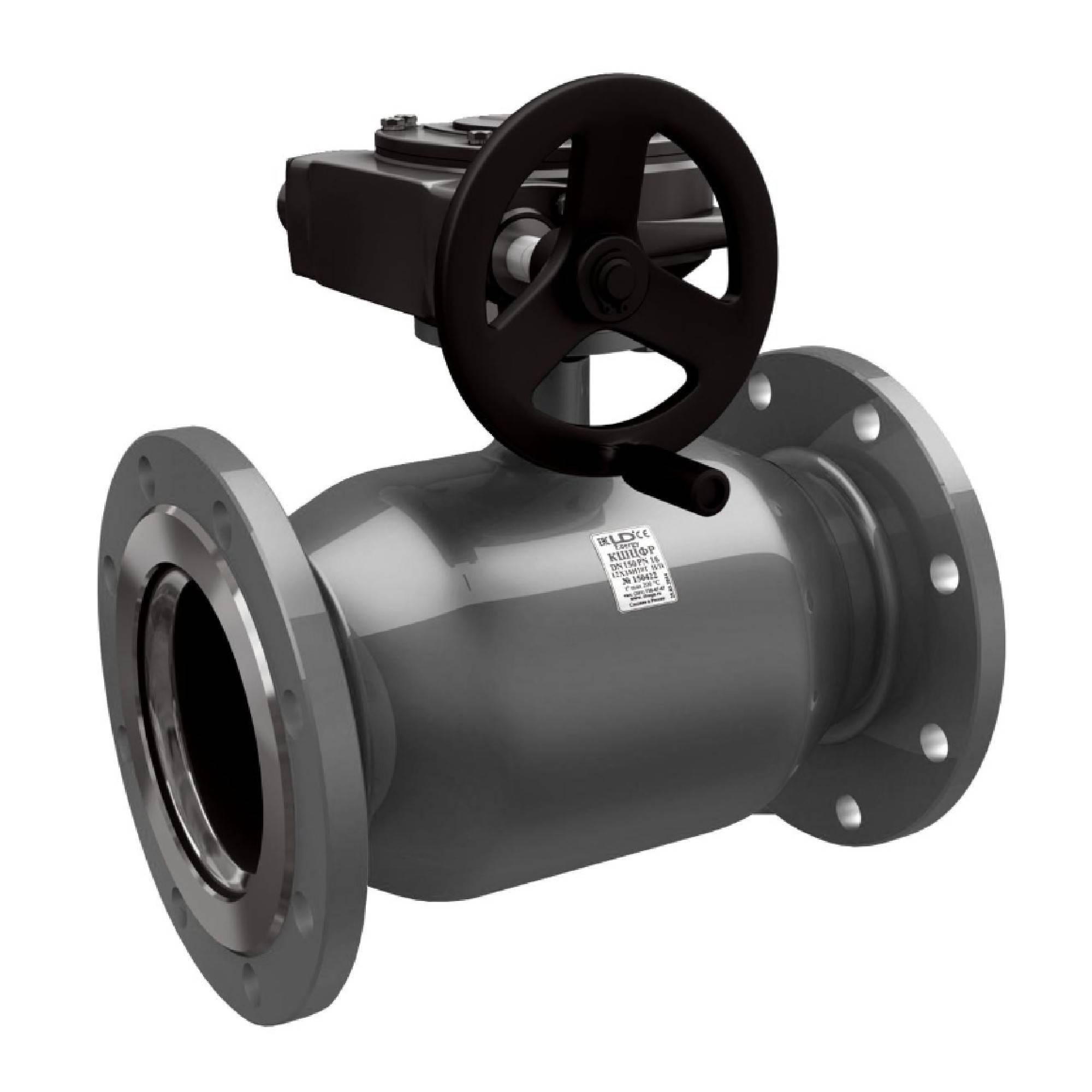 Кран шаровой фланцевый LD DN 150 PN 16 с редуктором КШ.Ц.Ф.150.016.02