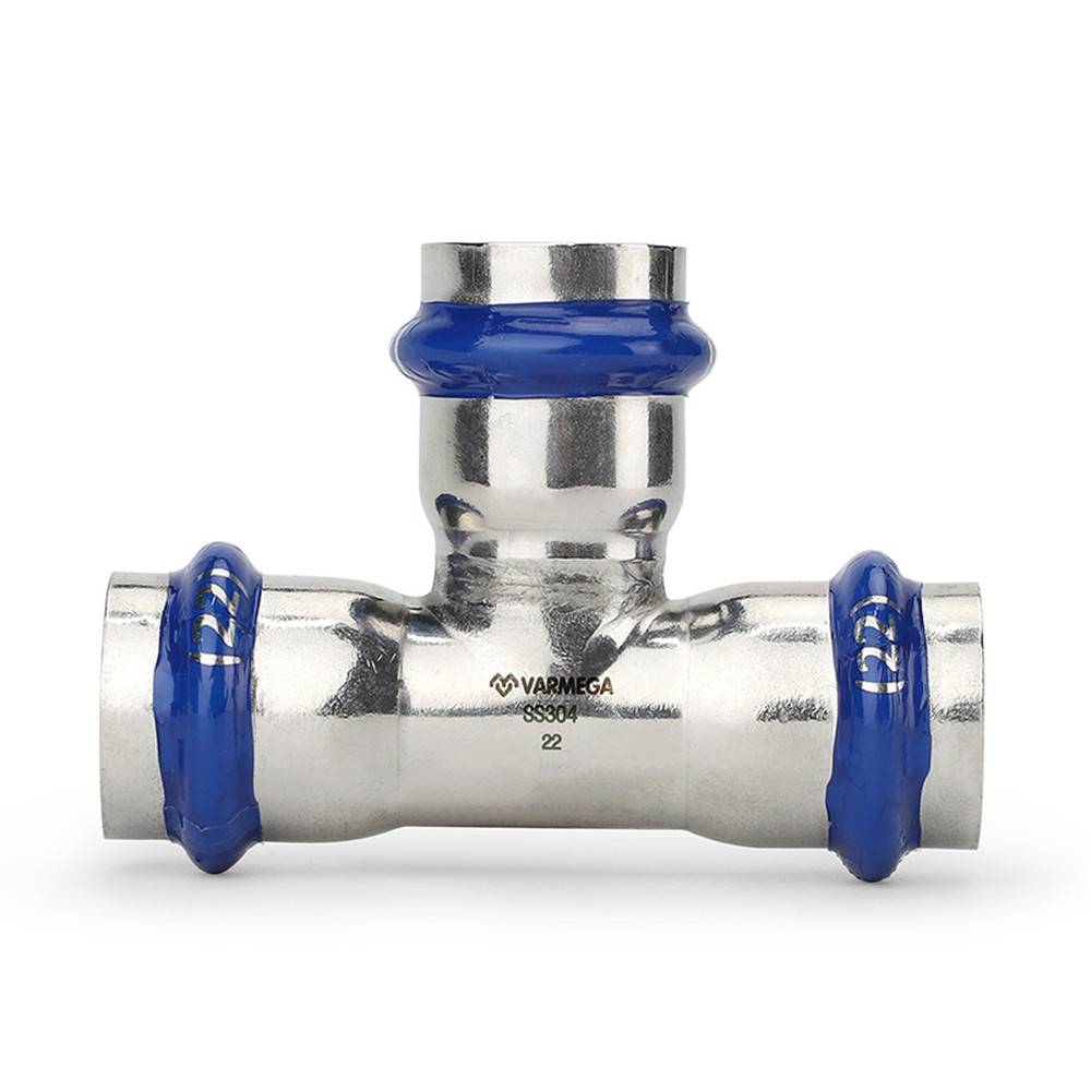 Тройник раструбный равносторонний VARMEGA Inox Press 28 мм VM718282828